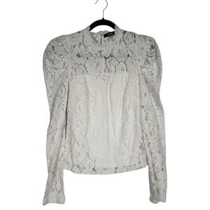 Sugar + Lips Lace Blouse Small Ivory Cottagecore Prairie Victorian Shoulder Top
